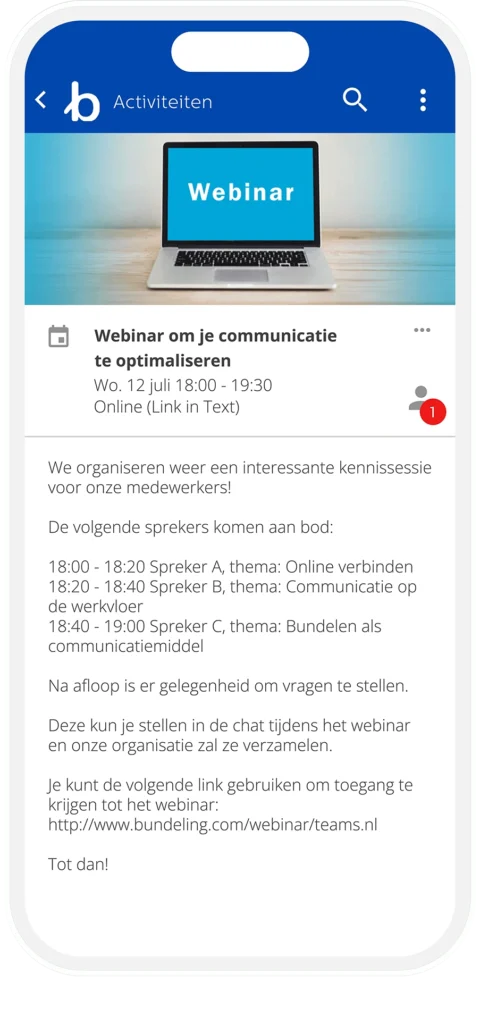 Applicatie Bundeling - Activiteiten medewerkers app