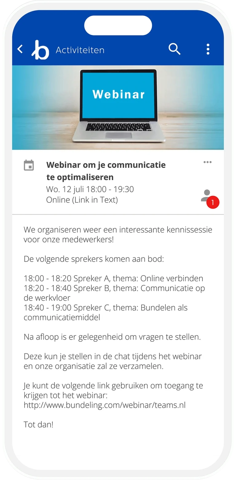 Applicatie Bundeling - Activiteiten medewerkers app