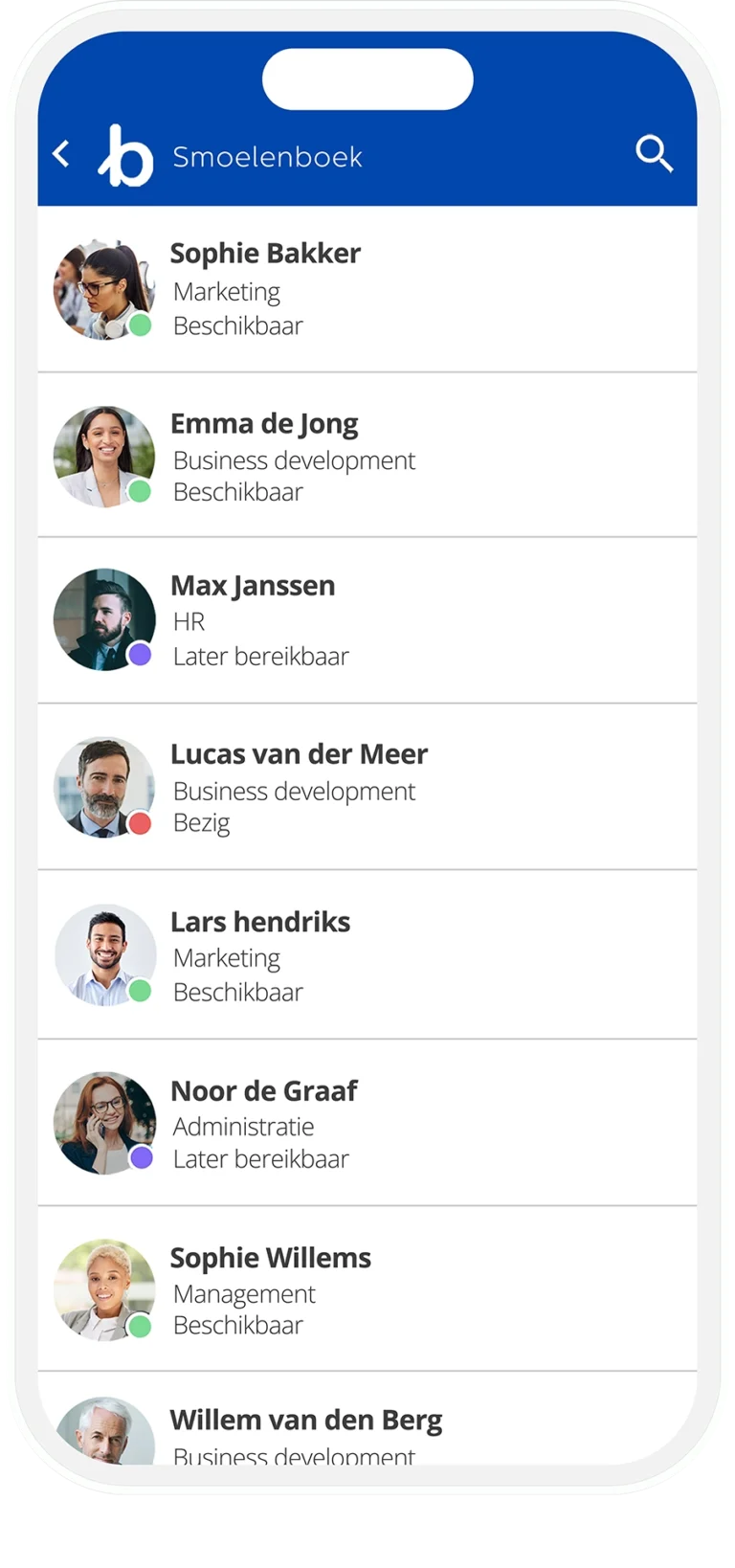 Applicatie Bundeling - Smoelenboek medewerkers app